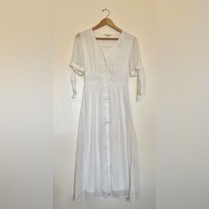 White Cottagecore Style Midi Dress